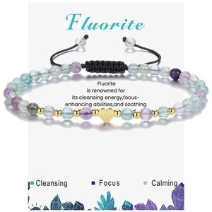 Natural Stone Beaded Bracelet - Flourite